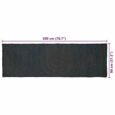 vidaXL Χαλιά χώρου Σκούρο Γκρι 80x200cm Γιούτα
