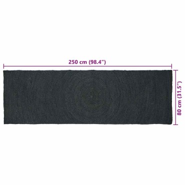 vidaXL Χαλιά χώρου Σκούρο Γκρι 80x250cm Γιούτα