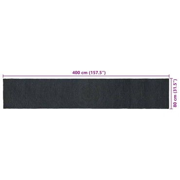 vidaXL Χαλί Περιοχής Σκούρο Γκρι 80x400cm Γιούτα