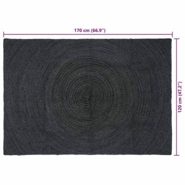 vidaXL Χαλιά χώρου Σκούρο Γκρι 120x170cm Γιούτα