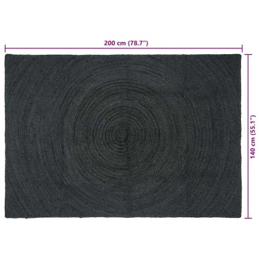 vidaXL Χαλιά χώρου Σκούρο Γκρι 140x200cm Γιούτα