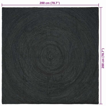 vidaXL Χαλιά χώρου Σκούρο Γκρι 200x200cm Γιούτα