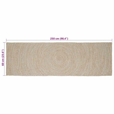 vidaXL Χαλιά χώρου Φυσικό και Λευκό 60x250cm Γιούτα