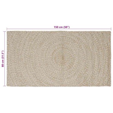 vidaXL Χαλιά χώρου Φυσικό και Λευκό 80x150cm Γιούτα
