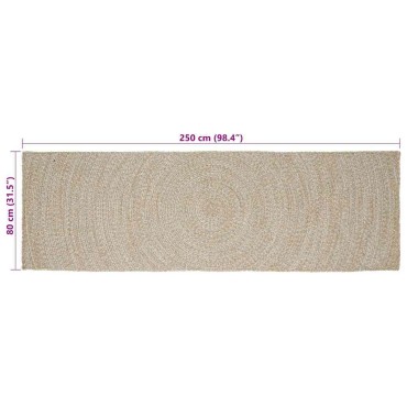 vidaXL Χαλιά χώρου Φυσικό και Λευκό 80x250cm Γιούτα