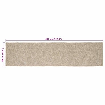 vidaXL Χαλιά χώρου Φυσικό και Λευκό 80x400cm Γιούτα
