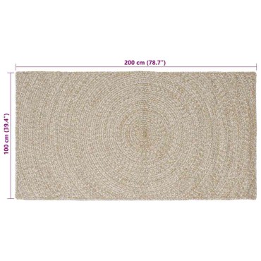 vidaXL Χαλιά χώρου Φυσικό και Λευκό 100x200cm Γιούτα