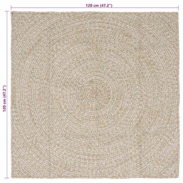 vidaXL Χαλιά χώρου Φυσικό και Λευκό 120x120cm Γιούτα