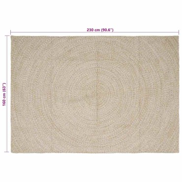 vidaXL Χαλί Περιοχής Φυσικό και Λευκό 160x230cm Γιούτα