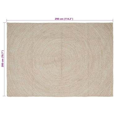 vidaXL Χαλί Περιοχής Φυσικό και Λευκό 200x290cm Γιούτα