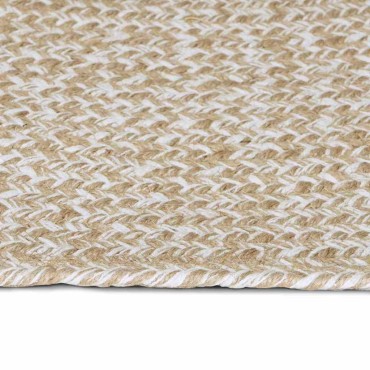 vidaXL Χαλί Περιοχής Φυσικό και Λευκό 240x240cm Γιούτα
