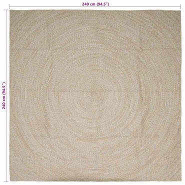 vidaXL Χαλί Περιοχής Φυσικό και Λευκό 240x240cm Γιούτα