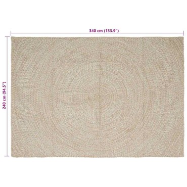 vidaXL Χαλί Περιοχής Φυσικό και Λευκό 240x340cm Γιούτα