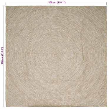 vidaXL Χαλιά χώρου Φυσικό και Λευκό 300x300cm Γιούτα
