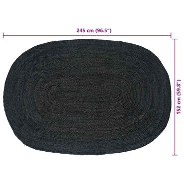 vidaXL Χαλιά χώρου Σκούρο Γκρι 152x245cm Γιούτα