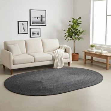 vidaXL Χαλιά χώρου Σκούρο Γκρι 205x305cm Γιούτα