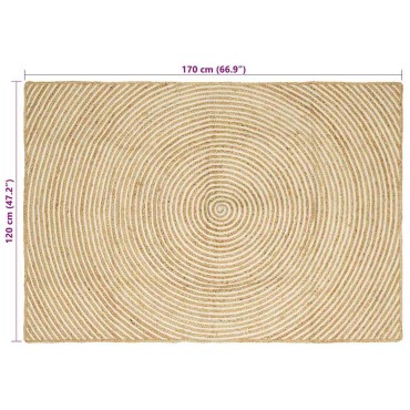 vidaXL Χαλί Περιοχής Λευκό 120x170cm Γιούτα