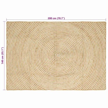 vidaXL Χαλί Περιοχής Λευκό 140x200cm Γιούτα
