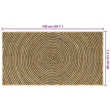 vidaXL Χαλί Περιοχής Μαύρο 80x150cm Γιούτα