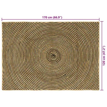 vidaXL Χαλί Περιοχής Μαύρο 120x170cm Γιούτα