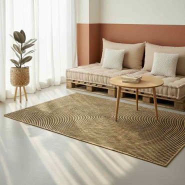 vidaXL Χαλί Περιοχής Μαύρο 140x200cm Γιούτα