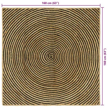 vidaXL Χαλί Περιοχής Μαύρο 160x160cm Γιούτα