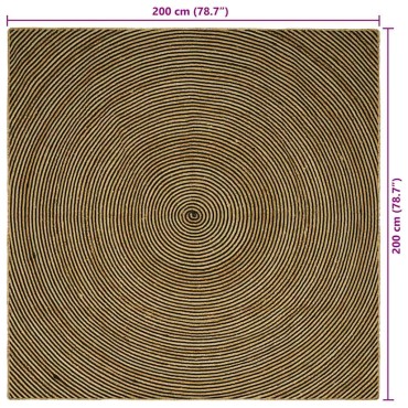 vidaXL Χαλί Περιοχής Μαύρο 200x200cm Γιούτα