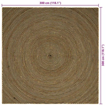 vidaXL Χαλί Περιοχής Μαύρο 300x300cm Γιούτα