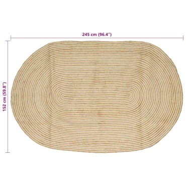vidaXL Χαλί Περιοχής Φυσικό και Λευκό 152x245cm Γιούτα