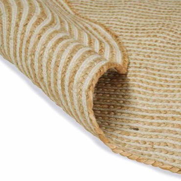 vidaXL Χαλί Περιοχής Φυσικό και Λευκό 205x305cm Γιούτα