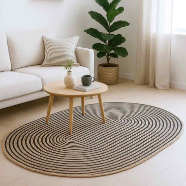 vidaXL Χαλιά χώρου Φυσικό και Μαύρο 122x183cm Γιούτα