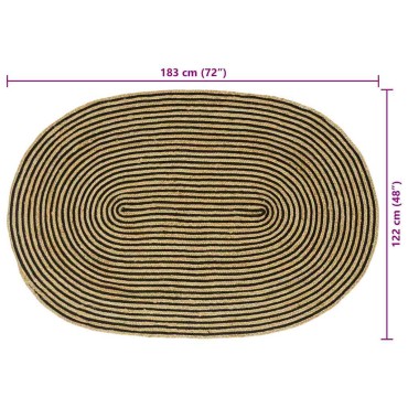 vidaXL Χαλιά χώρου Φυσικό και Μαύρο 122x183cm Γιούτα