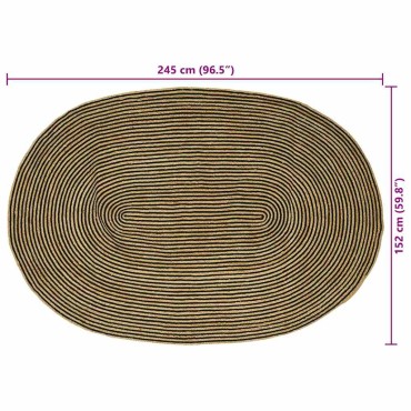 vidaXL Χαλί Περιοχής Φυσικό και Μαύρο 152x245cm Γιούτα