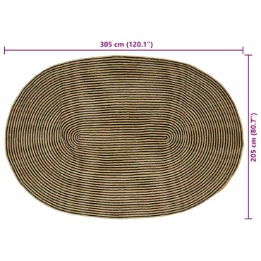 vidaXL Χαλί Περιοχής Φυσικό και Μαύρο 205x305cm Γιούτα