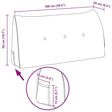 vidaXL Μαξιλάρι Πλάτης Κόκκινο 100 x 24 x 50 εκ Βελούδο