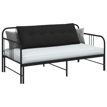 vidaXL Μαξιλάρι Πλάτης Μαύρο 140 x 50 cm Ύφασμα Μικροΐνας
