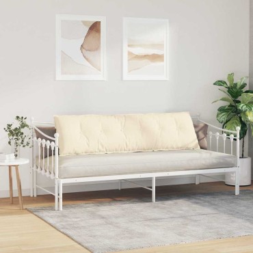 vidaXL Μαξιλάρι Πλάτης Κρεμ 180 x 50 εκ. Υφασμάτινο Κορντουρά