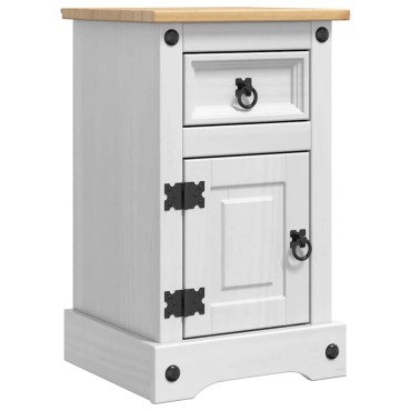 vidaXL Κομοδίνο Corona Λευκό 35x32,5x58cm Στερεά ξυλεία πεύκου 1 τεμ.