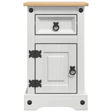 vidaXL Κομοδίνο Corona Λευκό 35x32,5x58cm Στερεά ξυλεία πεύκου 1 τεμ.