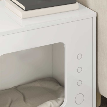 vidaXL Σπίτι Γάτας Λαμπερό Λευκό 51 x 30 x 42,5 εκ Επεξεργασμένο Ξύλο