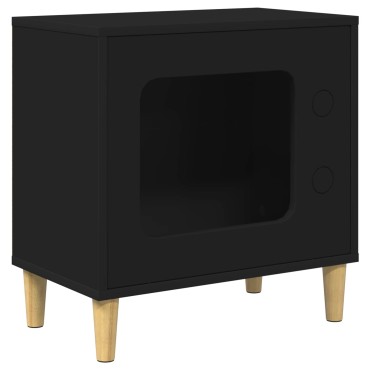 vidaXL Σπίτι Γάτας Μαύρο 51 x 30 x 52 εκ. Επεξεργασμένο Ξύλο