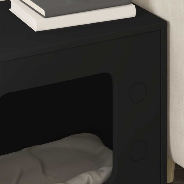 vidaXL Σπίτι Γάτας Μαύρο 51 x 30 x 52 εκ. Επεξεργασμένο Ξύλο