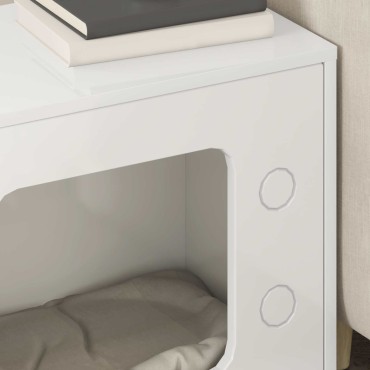 vidaXL Σπίτι Γάτας Λαμπερό Λευκό 51 x 30 x 52 εκ. Επεξεργασμένο Ξύλο