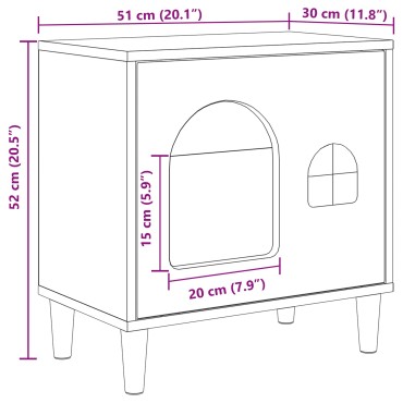 vidaXL Σπίτι Γάτας Λαμπερό Λευκό 51 x 30 x 52 εκ. Επεξεργασμένο Ξύλο