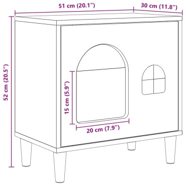 vidaXL Σπίτι Γάτας Λαμπερό Λευκό 51 x 30 x 52 εκ. Επεξεργασμένο Ξύλο
