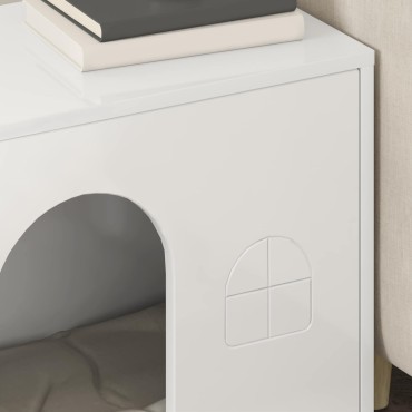 vidaXL Σπίτι Γάτας Λαμπερό Λευκό 51 x 30 x 52 εκ. Επεξεργασμένο Ξύλο