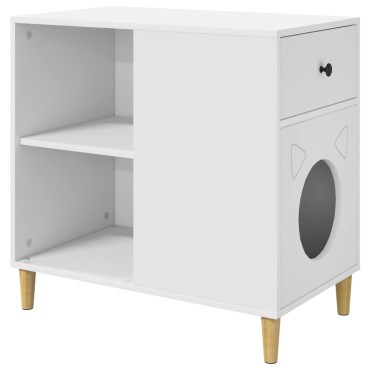 vidaXL Σπίτι Γάτας Λευκό 72 x 42.5 x 70 εκ. Επεξεργασμένο Ξύλο