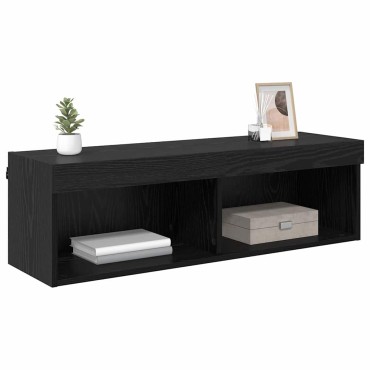 vidaXL Ντουλάπι Τηλεόρασης Τοίχου 100x30x30cm Μαύρη Οξυά
