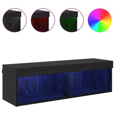 vidaXL Ντουλάπι Τηλεόρασης Τοίχου 100x30x30cm Μαύρη Οξυά