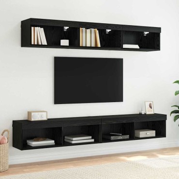 vidaXL Ντουλάπι Τηλεόρασης Τοίχου 100x30x30cm Μαύρη Οξυά